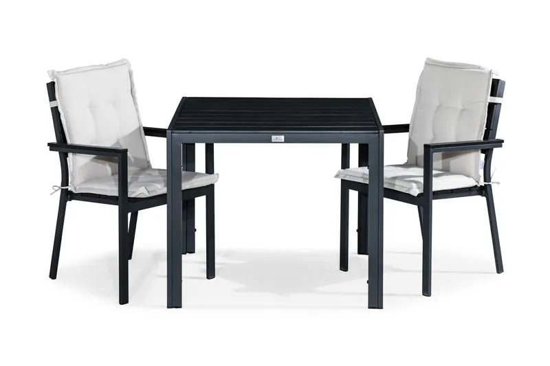 Ruokailuryhmä Tunis 90x90 2 Tunis tuolia Pehmusteet, Musta/L.valk