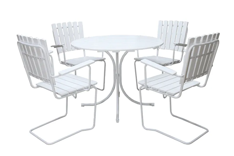 Ruokailuryhmä Vaxholm Pyöreä 100 cm + 4 Tuolia Valkoinen, undefined