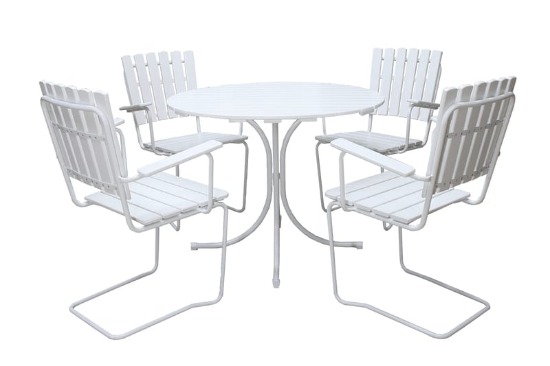 Ruokailuryhmä Vaxholm Pyöreä 100 cm + 4 Tuolia Valkoinen, undefined