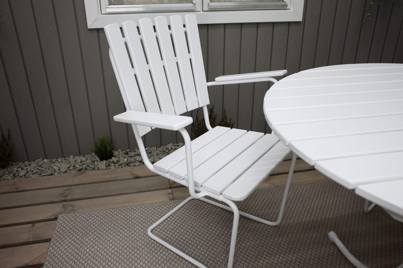 Ruokailuryhmä Vaxholm Pyöreä 100 cm + 4 Tuolia Valkoinen - Puutarhakalusteet - Ulkoryhmä - Ruokailuryhmät ulos