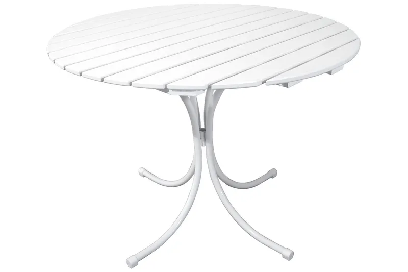 Ruokailuryhmä Vaxholm Pyöreä 100 cm + 4 Tuolia Valkoinen - Puutarhakalusteet - Ulkoryhmä - Ruokailuryhmät ulos