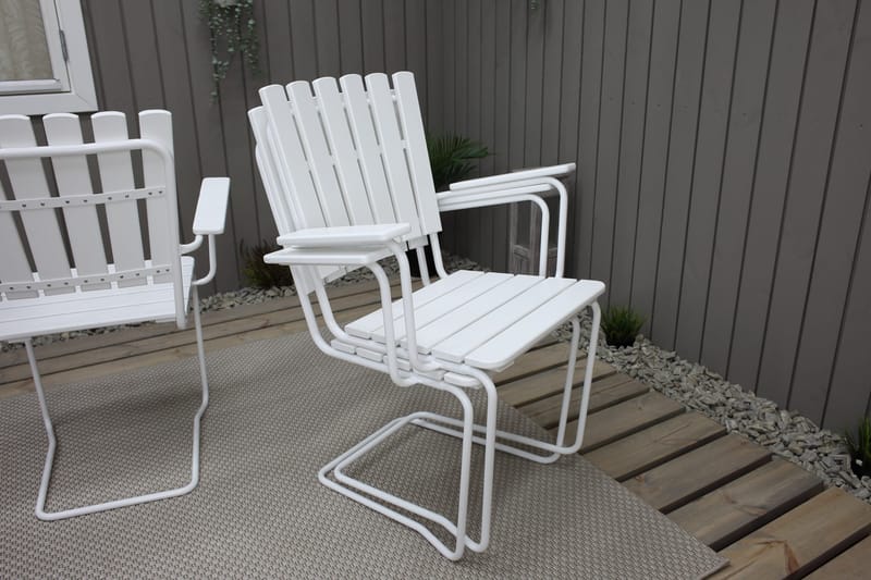 Ruokailuryhmä Vaxholm Pyöreä 100 cm + 4 Tuolia Valkoinen - Puutarhakalusteet - Ulkoryhmä - Ruokailuryhmät ulos