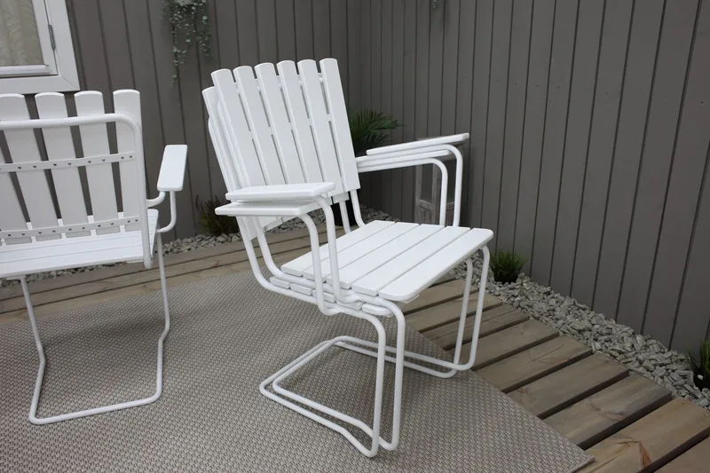 Ruokailuryhmä Vaxholm Pyöreä 100 cm + 4 Tuolia Valkoinen - Puutarhakalusteet - Ulkoryhmä - Ruokailuryhmät ulos