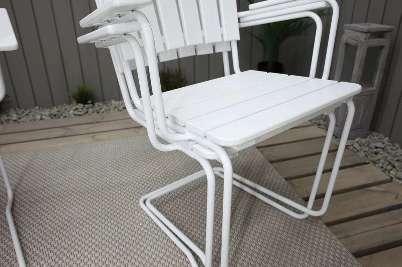 Ruokailuryhmä Vaxholm Pyöreä 100 cm + 4 Tuolia Valkoinen - Puutarhakalusteet - Ulkoryhmä - Ruokailuryhmät ulos