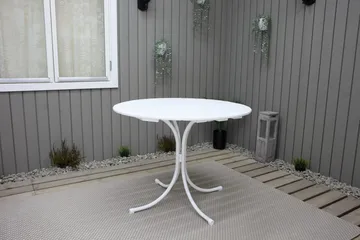 Ruokailuryhmä Vaxholm Pyöreä 100 cm + 4 Tuolia Valkoinen - Puutarhakalusteet - Ulkoryhmä - Ruokailuryhmät ulos