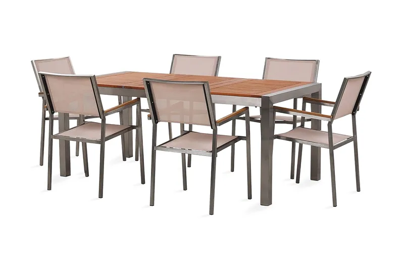 Ruokailuryhmä Vickelsbo + 6 rottinkituolia, Beige