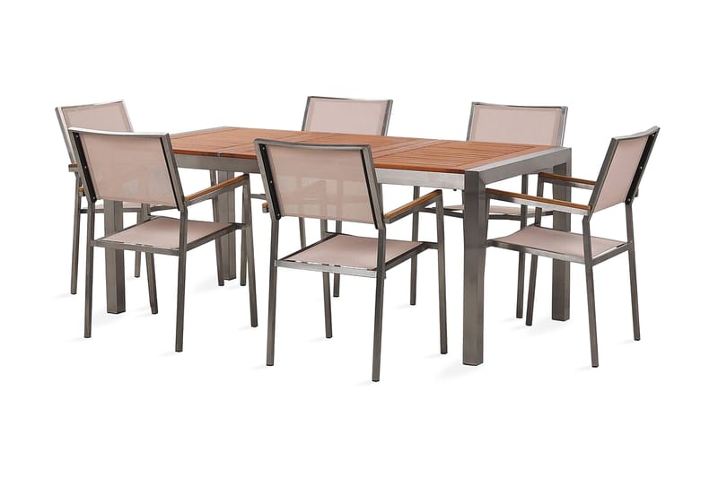 Ruokailuryhmä Vickelsbo + 6 rottinkituolia, Beige