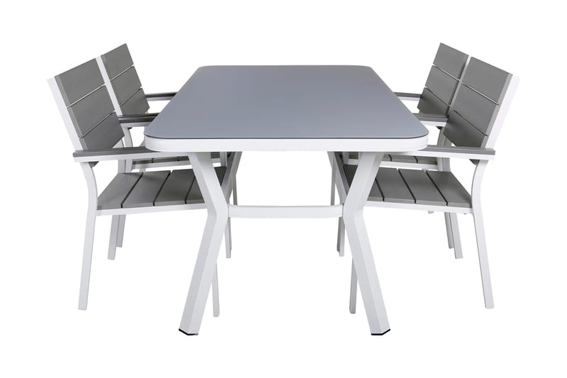 Ruokailuryhmä Virya 160 cm 4 Levels tuolia, Valkoinen/Harmaa