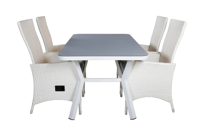 Ruokailuryhmä Virya 160 cm 4 Padova tuolia, Musta/Luonnonväri