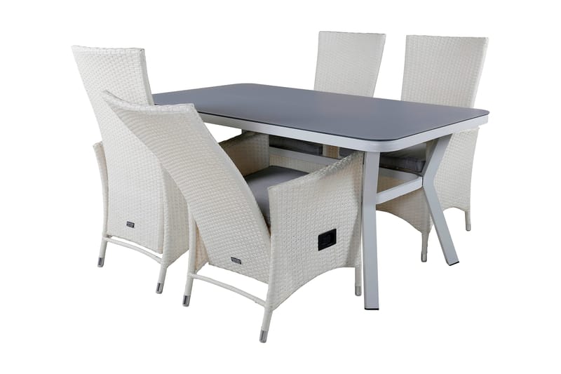 Ruokailuryhmä Virya 160 cm 4 Padova tuolia - Musta/Luonnonväri - Puutarhakalusteet - Ulkoryhmä - Ruokailuryhmät ulos