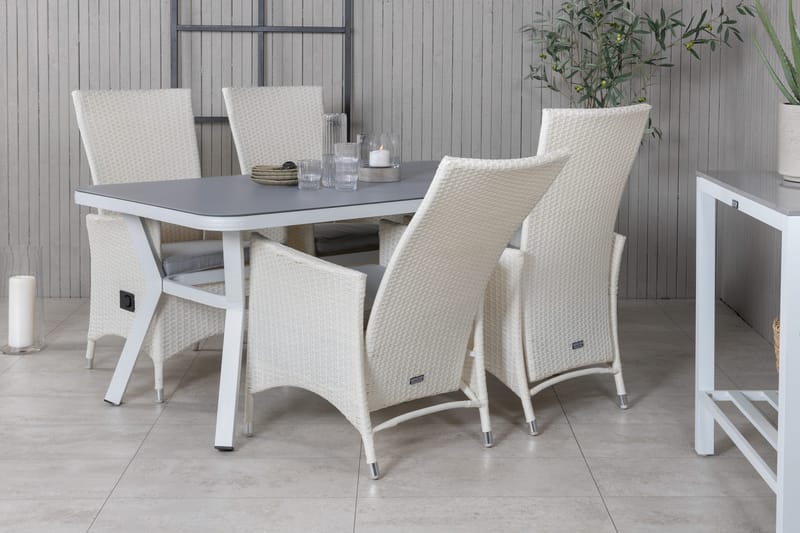 Ruokailuryhmä Virya 160 cm 4 Padova tuolia - Musta/Luonnonväri - Puutarhakalusteet - Ulkoryhmä - Ruokailuryhmät ulos