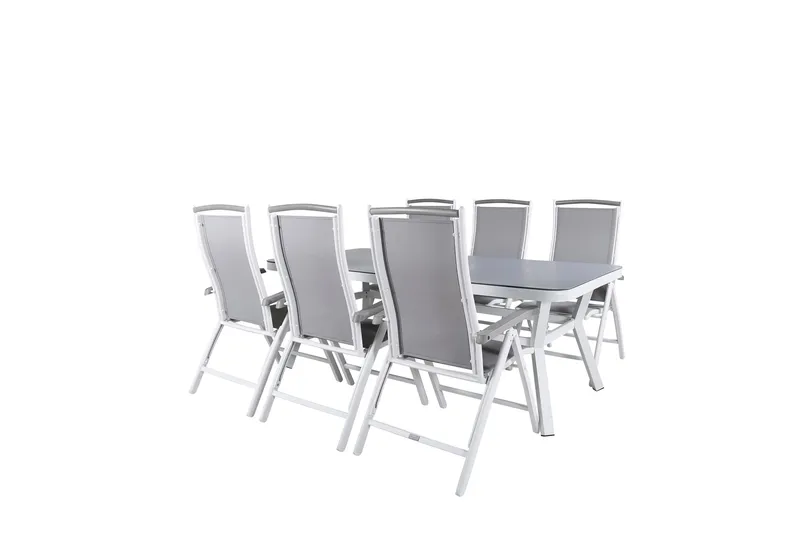Ruokailuryhmä Virya 160 cm 6 Albany tuolia, Valkoinen/Harmaa