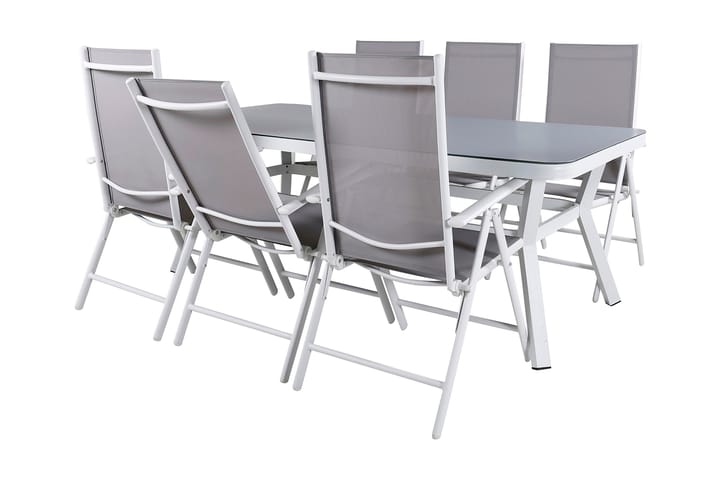 Ruokailuryhmä Virya 160 cm 6 Break tuolia Valkoinen/Harmaa - Venture Home - Ruokailuryhmät ulos