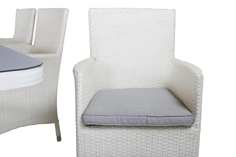 Ruokailuryhmä Virya 160 cm 6 Malin tuolia - Musta/Harmaa - Puutarhakalusteet - Ulkoryhmä - Ruokailuryhmät ulos