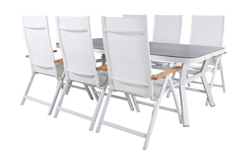 Ruokailuryhmä Virya 160 cm 6 Panama tuolia - Musta - Puutarhakalusteet - Ulkoryhmä - Ruokailuryhmät ulos