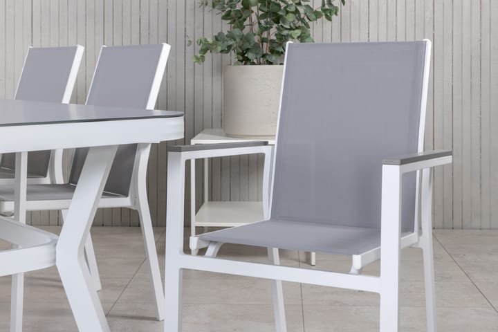 Ruokailuryhmä Virya 160 cm 6 Parma tuolia Valkoinen/Harmaa - Venture Home - Ruokailuryhmät ulos