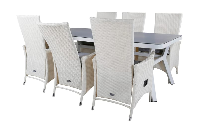 Ruokailuryhmä Virya 160 cm 6 Padova tuolia - Valkoinen - Puutarhakalusteet - Ulkoryhmä - Ruokailuryhmät ulos