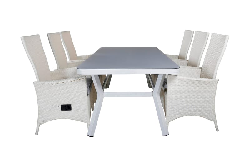 Ruokailuryhmä Virya 160 cm 6 Padova tuolia, Valkoinen