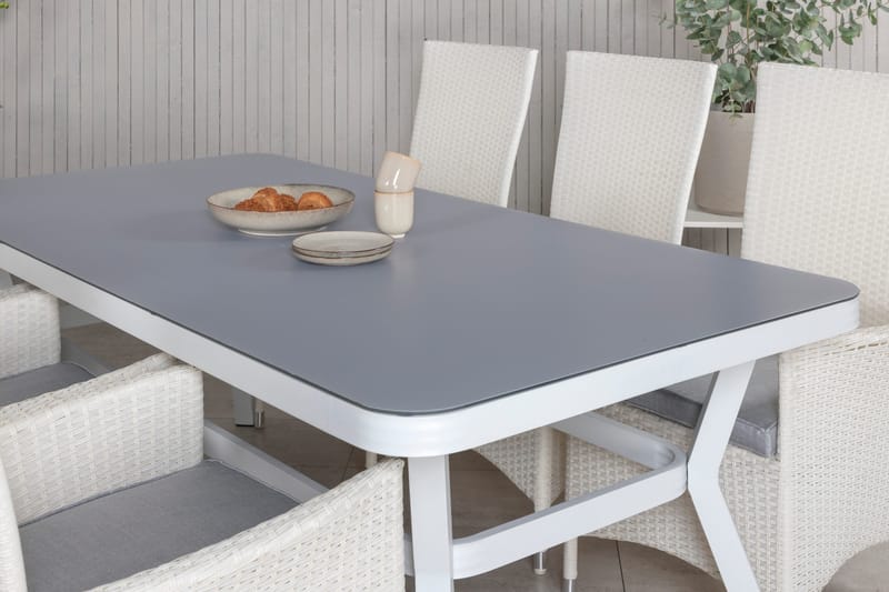 Ruokailuryhmä Virya 160 cm 6 Padova tuolia - Valkoinen - Puutarhakalusteet - Ulkoryhmä - Ruokailuryhmät ulos