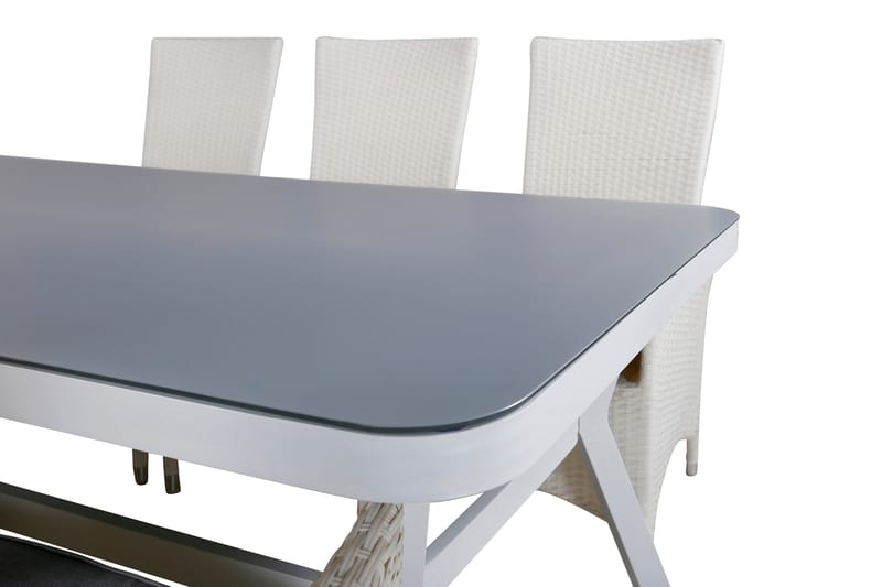 Ruokailuryhmä Virya 160 cm 6 Padova tuolia - Valkoinen - Puutarhakalusteet - Ulkoryhmä - Ruokailuryhmät ulos