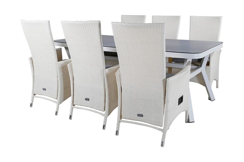 Ruokailuryhmä Virya 160 cm 6 Padova tuolia - Valkoinen - Puutarhakalusteet - Ulkoryhmä - Ruokailuryhmät ulos