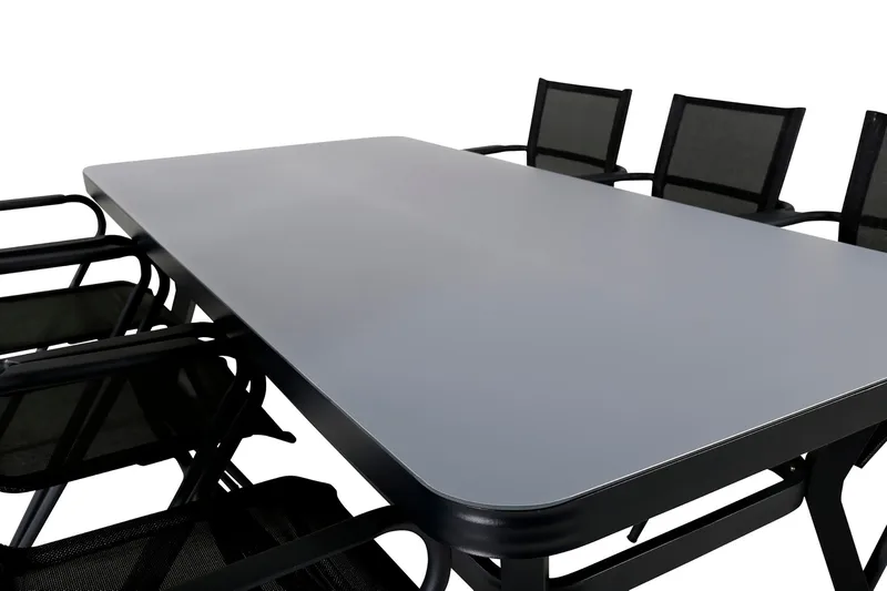 Ruokailuryhmä Virya 200 cm 6 Alina tuolia - Ruskea/Valkoinen - Puutarhakalusteet - Ulkoryhmä - Ruokailuryhmät ulos