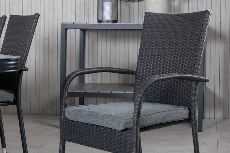 Ruokailuryhmä Virya 200 cm 6 Anna tuolia - Musta/Harmaa - Puutarhakalusteet - Ulkoryhmä - Ruokailuryhmät ulos