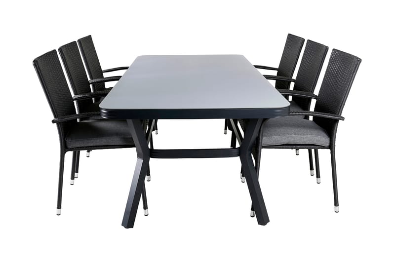 Ruokailuryhmä Virya 200 cm 6 Anna tuolia, Musta/Harmaa