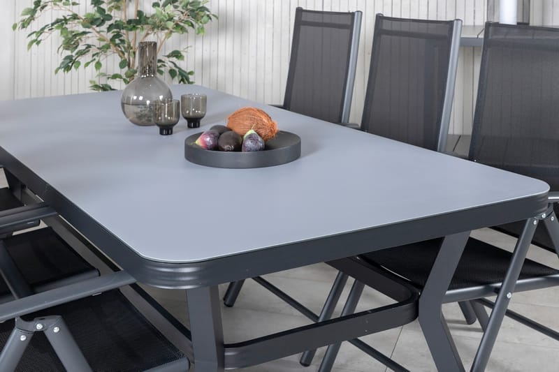 Ruokailuryhmä Virya 200 cm 6 Break tuolia - Ruskea/Valkoinen - Puutarhakalusteet - Ulkoryhmä - Ruokailuryhmät ulos