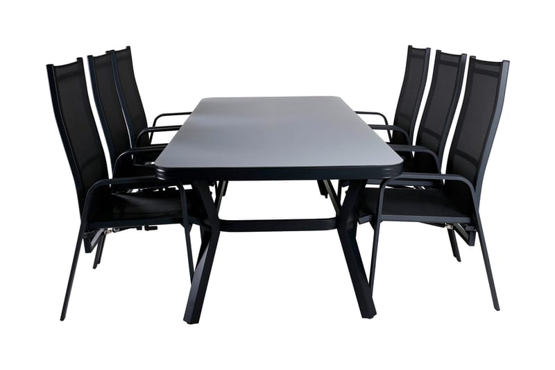 Ruokailuryhmä Virya 200 cm 6 Copacabana tuolia, Ruskea/Valkoinen