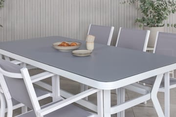 Ruokailuryhmä Virya 200 cm 6 Copacabana tuolia Valk/Harmaa - Venture Home - Puutarhakalusteet - Ulkoryhmä - Ruokailuryhmät ulos