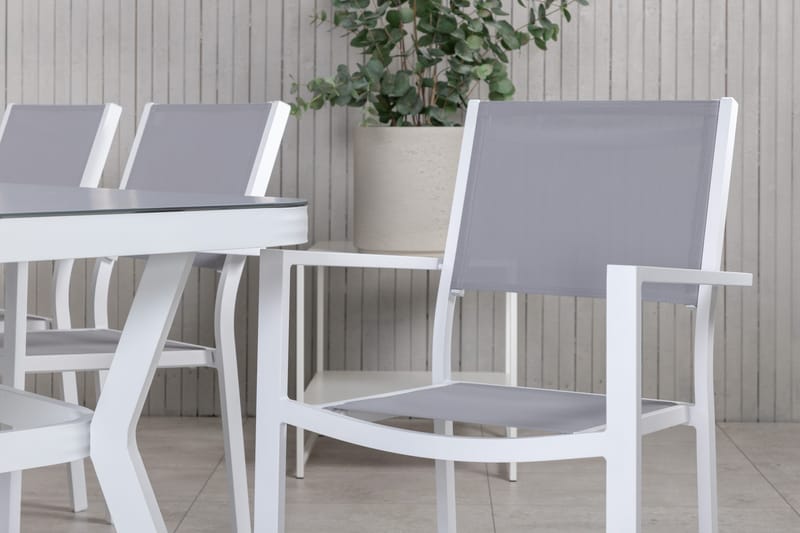 Ruokailuryhmä Virya 200 cm 6 Copacabana tuolia Valk/Harmaa - Venture Home - Puutarhakalusteet - Ulkoryhmä - Ruokailuryhmät ulos