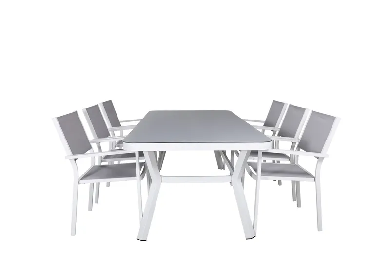 Ruokailuryhmä Virya 200 cm 6 Copacabana tuolia Valk/Harmaa, Venture Home