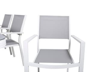 Ruokailuryhmä Virya 200 cm 6 Copacabana tuolia Valk/Harmaa - Venture Home - Puutarhakalusteet - Ulkoryhmä - Ruokailuryhmät ulos