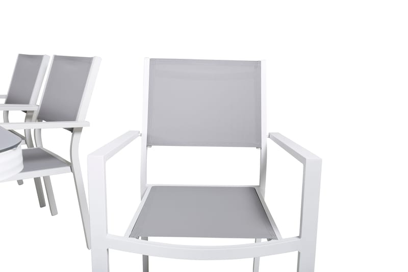 Ruokailuryhmä Virya 200 cm 6 Copacabana tuolia Valk/Harmaa - Venture Home - Puutarhakalusteet - Ulkoryhmä - Ruokailuryhmät ulos