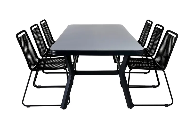 Ruokailuryhmä Virya 200 cm 6 Lindos tuolia, Ruskea/Valkoinen