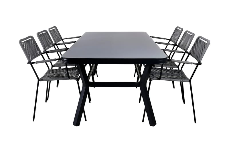 Ruokailuryhmä Virya 200 cm 6 Lindos tuolia, Valkoinen