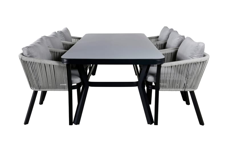 Ruokailuryhmä Virya 200 cm 6 tuolia, Musta