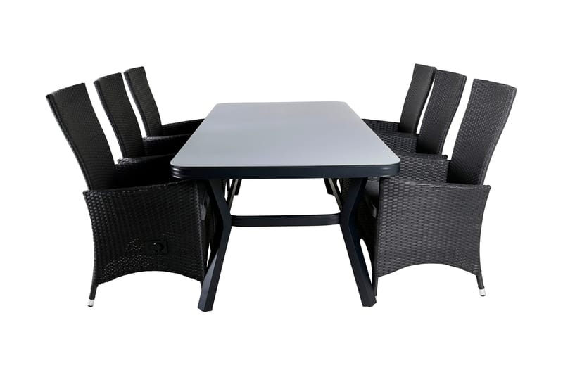 Ruokailuryhmä Virya 200 cm 6 Padova tuolia, Musta