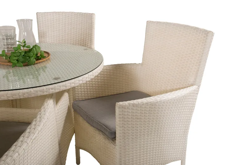 Ruokailuryhmä Volta Pyöreä 90 cm 4 Malin tuolia - Musta/Harmaa - Puutarhakalusteet - Ulkoryhmä - Ruokailuryhmät ulos