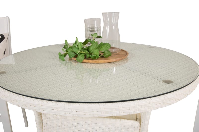 Ruokailuryhmä Volta Pyöreä 90 cm 2 Texas tuolia - Valkoinen/Harmaa - Puutarhakalusteet - Ulkoryhmä - Ruokailuryhmät ulos