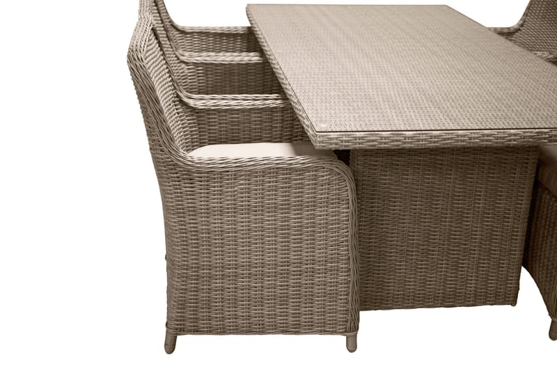 Ruokailuryhmä Wembley 200 cm 6 tuolia - Luonnonväri/Ruskea - Puutarhakalusteet - Ulkoryhmä - Ruokailuryhmät ulos