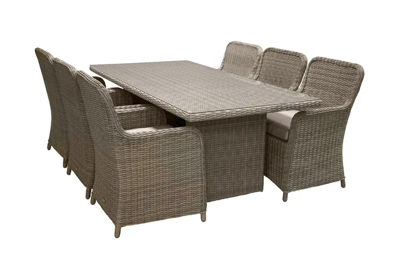 Ruokailuryhmä Wembley 200 cm 6 tuolia - Luonnonväri/Ruskea - Puutarhakalusteet - Ulkoryhmä - Ruokailuryhmät ulos