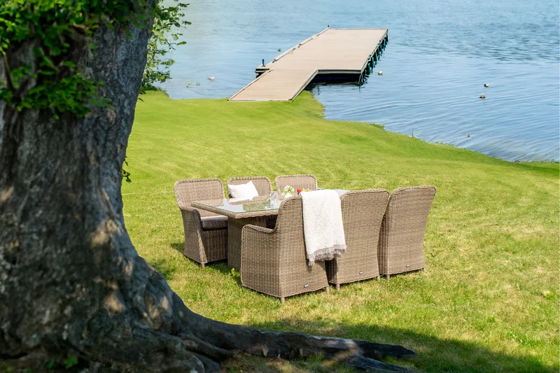 Ruokailuryhmä Wembley 200 cm 6 tuolia - Luonnonväri/Ruskea - Puutarhakalusteet - Ulkoryhmä - Ruokailuryhmät ulos