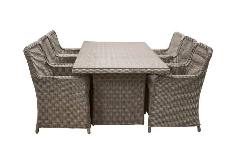 Ruokailuryhmä Wembley 200 cm 6 tuolia - Luonnonväri/Ruskea - Puutarhakalusteet - Ulkoryhmä - Ruokailuryhmät ulos