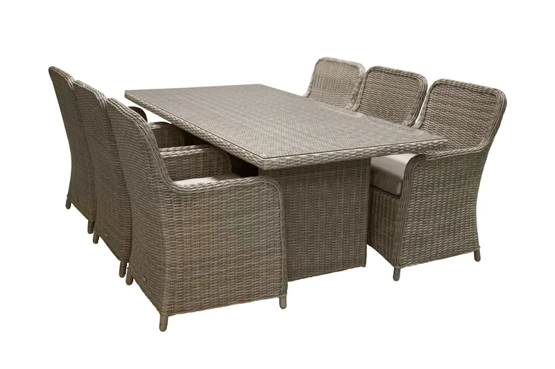 Ruokailuryhmä Wembley 200 cm 6 tuolia - Luonnonväri/Ruskea - Puutarhakalusteet - Ulkoryhmä - Ruokailuryhmät ulos