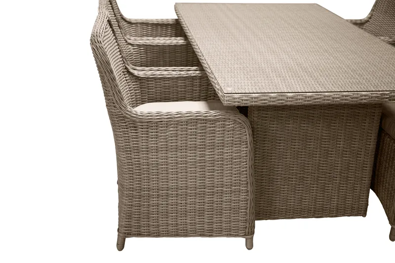 Ruokailuryhmä Wembley 200 cm 6 tuolia - Luonnonväri/Ruskea - Puutarhakalusteet - Ulkoryhmä - Ruokailuryhmät ulos