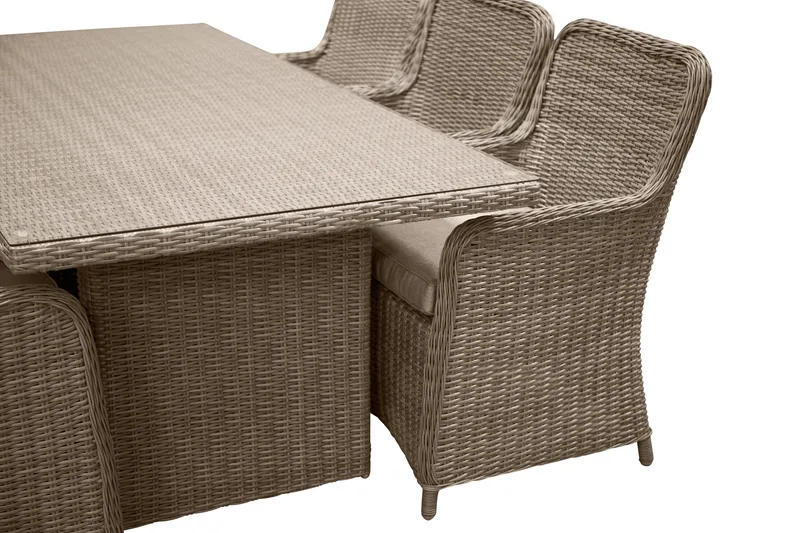 Ruokailuryhmä Wembley 200 cm 6 tuolia - Luonnonväri/Ruskea - Puutarhakalusteet - Ulkoryhmä - Ruokailuryhmät ulos