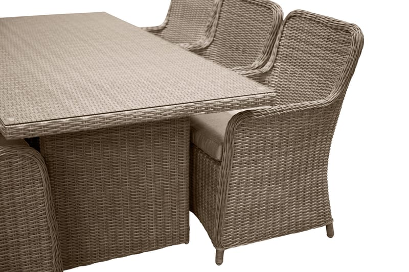 Ruokailuryhmä Wembley 200 cm 6 tuolia - Luonnonväri/Ruskea - Puutarhakalusteet - Ulkoryhmä - Ruokailuryhmät ulos