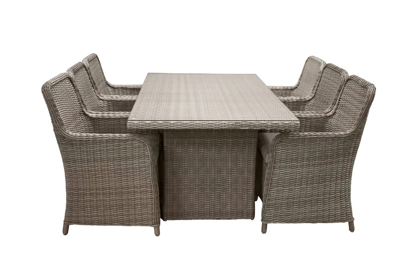 Ruokailuryhmä Wembley 200 cm 6 tuolia - Luonnonväri/Ruskea - Puutarhakalusteet - Ulkoryhmä - Ruokailuryhmät ulos